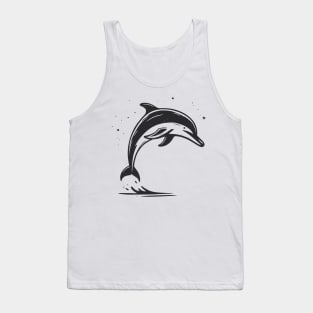 Stick Figure of a Dolphin in Black Ink Tank Top